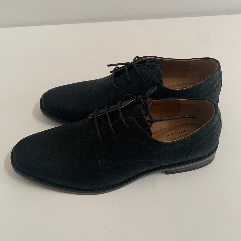 Perry Ellis Portfolio Men's Sz 9W Ultra Foam Bennett Wide Black Dress Shoes - Picture 12 of 14